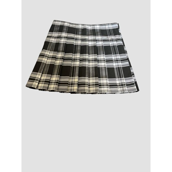 No Boundaries Juniors' Mini Denim Pleated Black & White Skirt Medium (7-9) NWOT - Picture 5 of 7